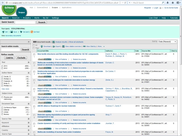 SCOPUS ICASCE2013 - Journal of EPJ Web of Conferences (Springer)